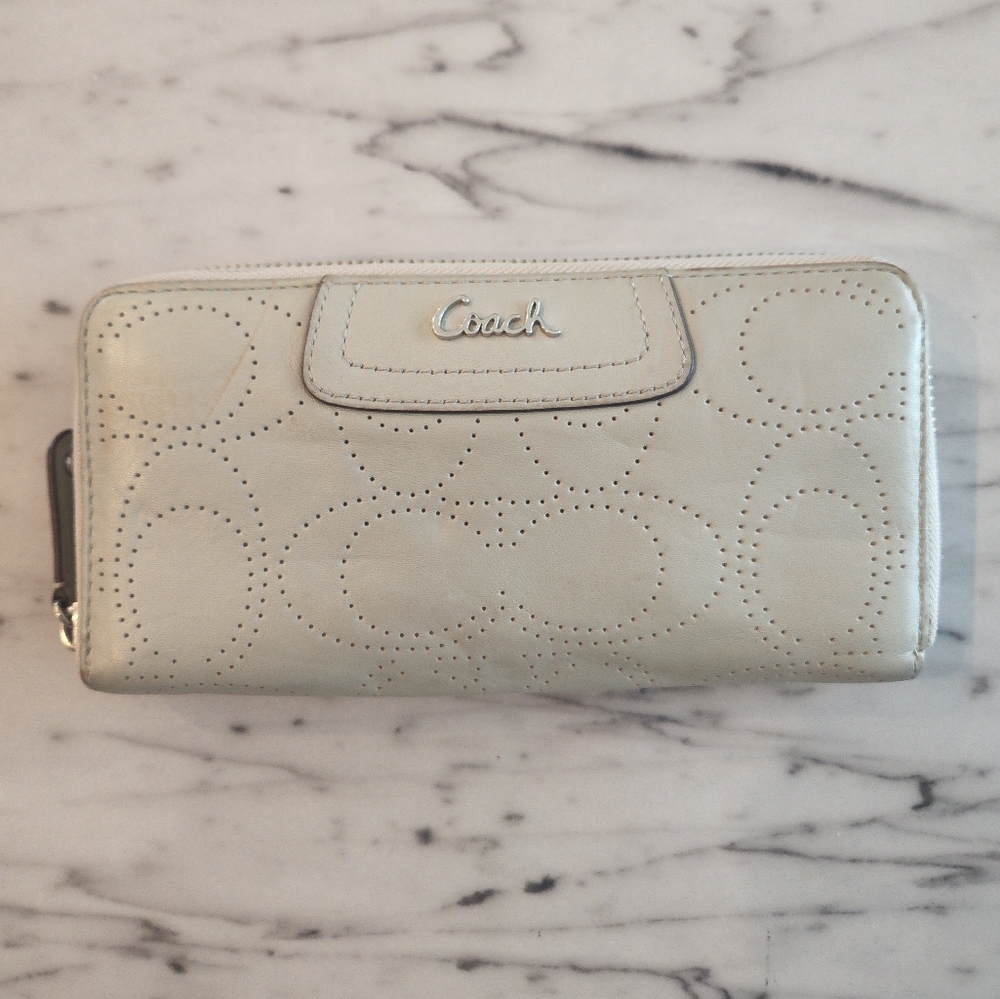 Coach Perforated Zip Around Wallet